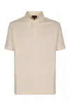 Emporio Armani Logo Cotton Polo Shirt In Panna