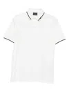 Emporio Armani Trimmed Cotton Polo Shirt In White