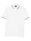 Emporio Armani Trimmed Cotton Polo Shirt In White