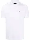 Emporio Armani Cotton-blend Contrast-logo Polo Shirt In White