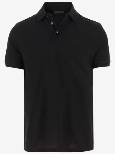 Emporio Armani Cotton Polo Shirt With Logo In Black
