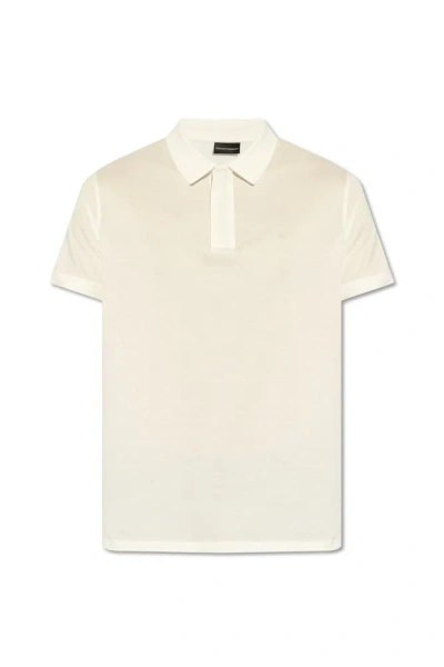 Emporio Armani Cotton Polo Shirt With Logo In White