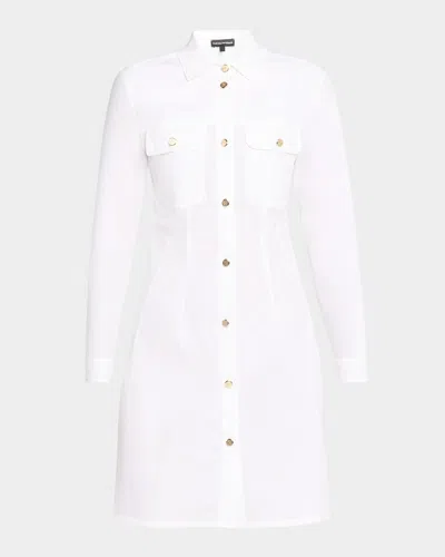 Emporio Armani Cotton Poplin Mini Shirtdress In White