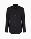 Emporio Armani Stretch Cotton Poplin Shirt In Schwarz