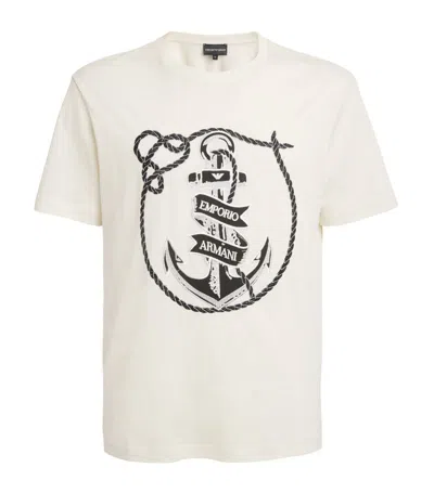 Emporio Armani Cotton Printed T-shirt In White