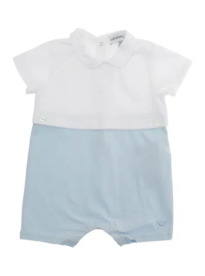 Emporio Armani Cotton Romper In Blue