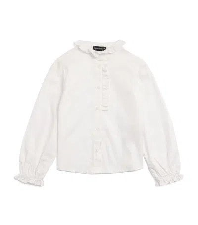 Emporio Armani Kids' White Crewneck Shirt In Cotton Girl