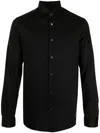 Emporio Armani Cotton Poplin Shirt With Buttoned Cuffs And Curved Hem