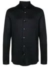 Emporio Armani Cotton Poplin Shirt With Buttoned Cuffs And Curved Hem