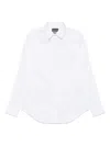 Emporio Armani Cotton Shirt With Button-down Collar And Curved Hem In White
