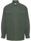 Emporio Armani Logo-patch Organic Cotton Shirt In Green