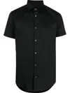 Emporio Armani Short-sleeved, Stretch Nylon-blend Shirt In Black