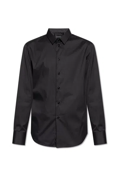 Emporio Armani Long-sleeve Poplin Shirt In White