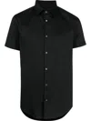 Emporio Armani Short-sleeved, Stretch Nylon-blend Shirt In Black