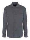 Emporio Armani Printed Stretch-cotton Shirt With Button-down Collar In Black