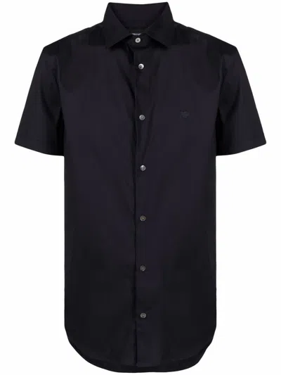 Emporio Armani Blue Classic Collar Logo Shirt