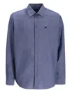 Emporio Armani Cotton Shirt With Button-down Collar And Cuffs In Blue