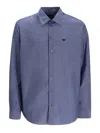 Emporio Armani Cotton Shirt With Button-down Collar And Cuffs In Gray