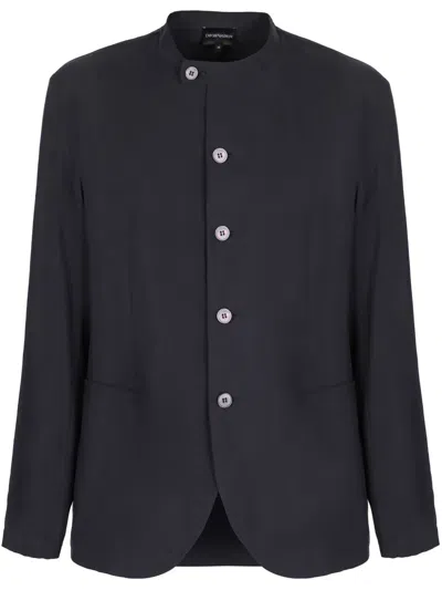 Emporio Armani Cotton Shirt Jacket In Blue