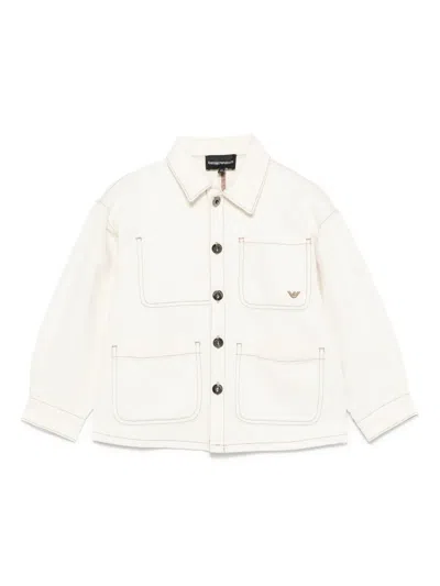 Emporio Armani Kids' Cotton Shirt Jacket In White