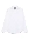 Emporio Armani Cotton Shirt With Button-down Collar And Curved Hem In White
