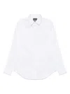 Emporio Armani Cotton Shirt With Button-down Collar And Curved Hem In White