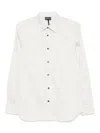 Emporio Armani Geometric Print Cotton Shirt With Button-down Collar In White