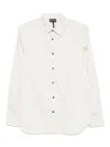 Emporio Armani Geometric Print Cotton Shirt With Button-down Collar In White