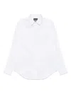 Emporio Armani Cotton Shirt With Button-down Collar And Curved Hem In White