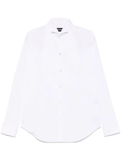 Emporio Armani Formal Cotton Shirt Pleated Bib In White