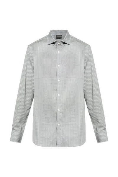 Emporio Armani Geometric-print Shirt In White