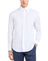 Emporio Armani Cotton Shirt With Allover Micro Jacquard Motif In Brilliant