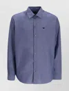 Emporio Armani Cotton Shirt With Button-down Collar And Cuffs In Blue
