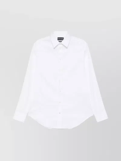 EMPORIO ARMANI COTTON SHIRT WITH BUTTON-DOWN COLLAR AND CURVED HEM