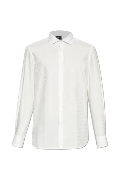 Emporio Armani Cotton Shirt With Monogram In White