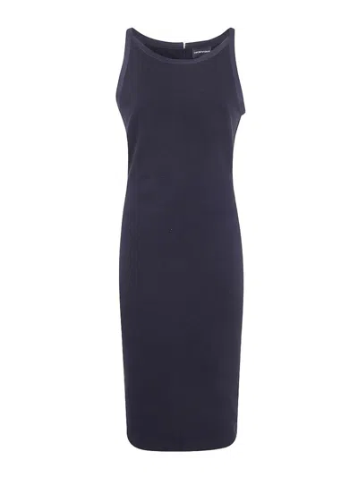 Emporio Armani Cotton Short Dress In Blue