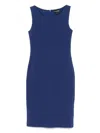 Emporio Armani Sleeveless Cotton Dress Boat Neck In Blue