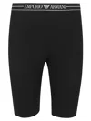 Emporio Armani Asv Organic-cotton Biker Shorts With Logo Waistband In Black