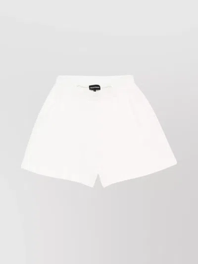 Emporio Armani Cotton Shorts In Organic Fabric In White