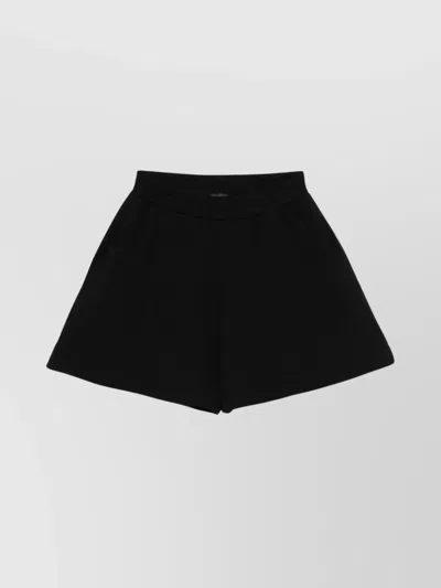 Emporio Armani Cotton Shorts With Elasticated Drawstring Waistband In Black