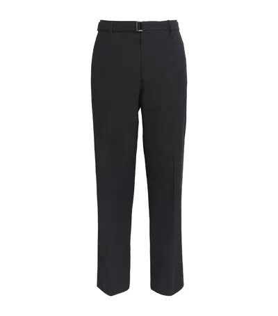 Emporio Armani Cotton-silk Belted Trousers In Black