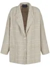 Emporio Armani Oversized Check Tweed Blazer In Beige