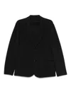 Emporio Armani Navy Blue Cotton Single-breasted Blazer In Blue