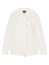 Emporio Armani Textured Fabric Single-breasted Jacket With Mandarin Collar In White
