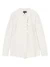 Emporio Armani Textured Fabric Single-breasted Jacket With Mandarin Collar In White