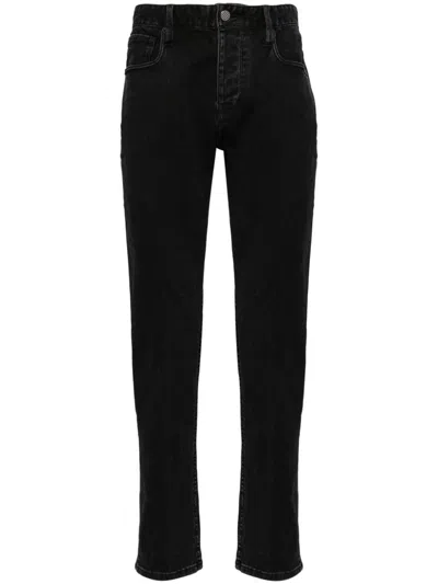 Emporio Armani Cotton Straight Leg Jeans In Black