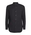 Emporio Armani Cotton Stretch Poplin Slim Fit Button Down Shirt In Black