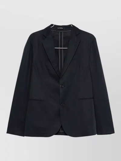 Emporio Armani Cotton Suit Single Breasted Notched Lapel In Black
