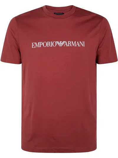 Emporio Armani Cotton T-shirt In Brown