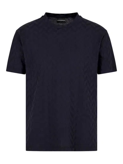 Emporio Armani Cotton T-shirt In Blue